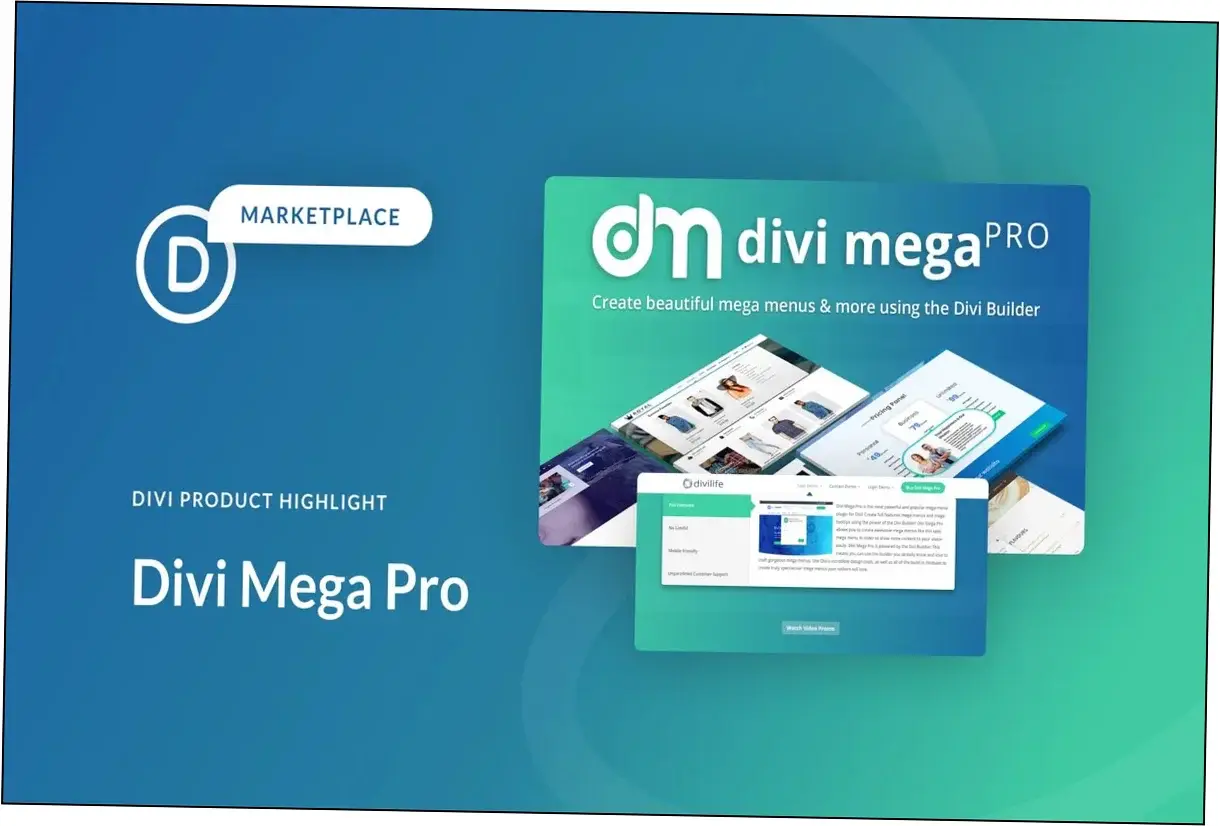 Preview of Divi Mega Pro