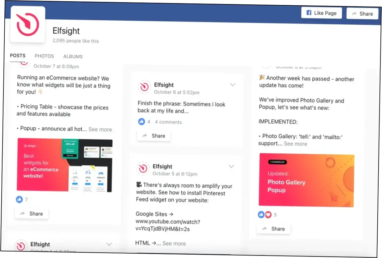Preview of Elfsight Facebook Feed